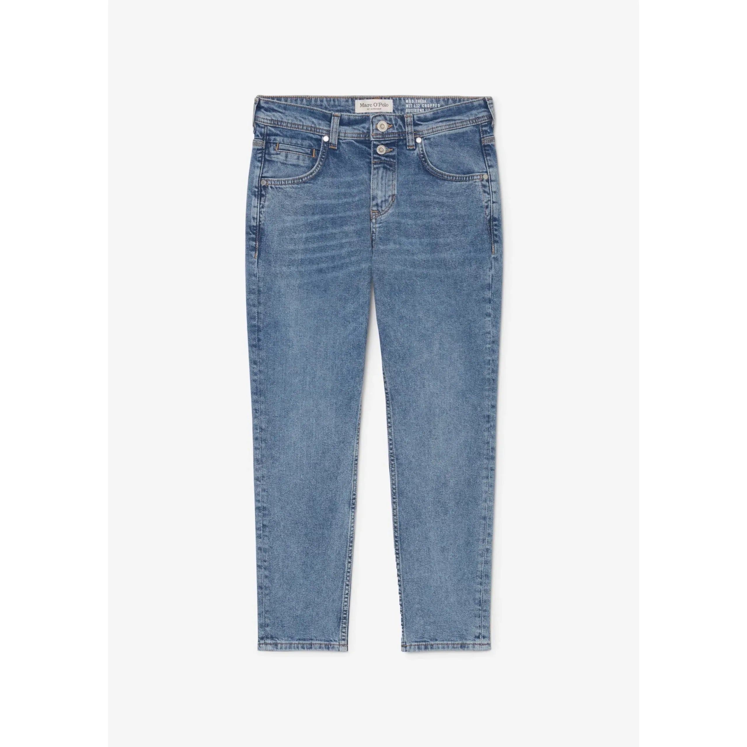 MARC O'POLO Theda Boyfriend Cropped Jeans Organic Cotton Blend Sustainable Mid Blue - Gomix Brands Outlet